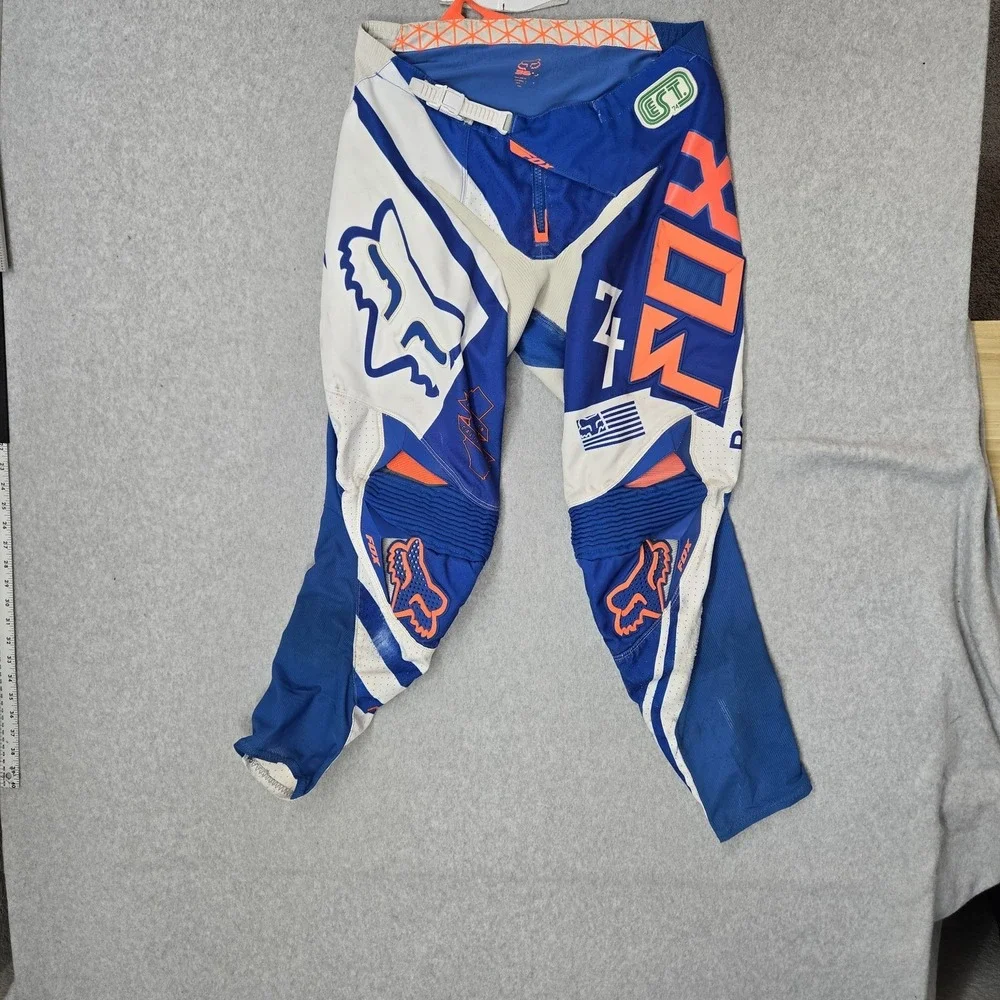 Fox Men Pants 32 Blue Embroidered Graphic 360 Intake Motocross Logo READ
